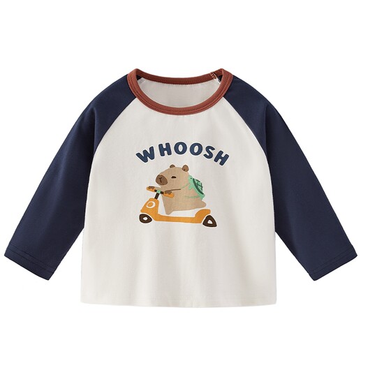 
Boys' long-sleeved T-shirts, children's spring contrasting clothes, children's spring clothing, loose children's clothing, trendy baby boy's bottoming shirt