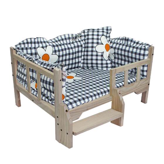 Dog kennel dog bed solid wood pet bed blue cat bed cat bed Teddy kennel Bibi Bear bed Corgi bed dog kennel warm in winter
