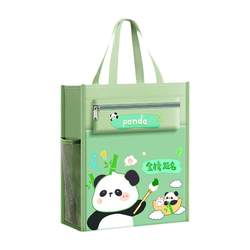 Panda Tutorial Bag! Handbag Student Carrying Book Bag Primary School Tutoring Bag Children Boy Canvas Art Bag Large Capacity Homework Storage Bag Junior High School Girls Special Tutorial Class Portable School Bag