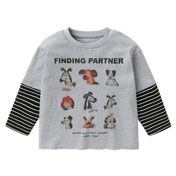 
Boys' fake two-piece long-sleeved T-shirt spring clothing 2026 new spring and autumn children's clothing children's baby tops bottoming shirt