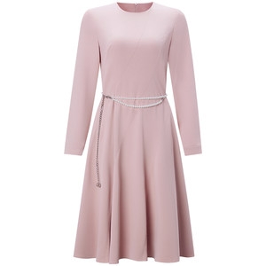 
OBEG Oubiqian temperament waist long-sleeved dress women's spring elegant commuting long dress 50481521