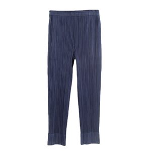 Pleated straight pants with slits and hems, nine-point pants, casual leg-showing straight pants, women's trendy pencil pants, new