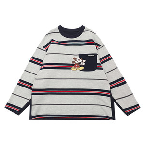 
Boys' long-sleeved T-shirt 2026 spring new medium and large children's striped tops Korean style boys' bottoming shirts children's T-shirts