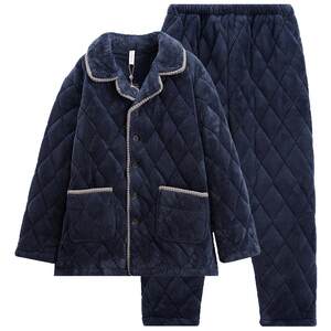Fenteng winter men's pajamas coral velvet jacket three -layer thickened plus velvet warm flange furnishing suits