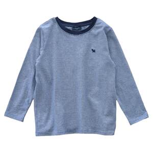 
Soft and skin-friendly children's elastic pure cotton long-sleeved T-shirt classic versatile round neck base shirt striped boy