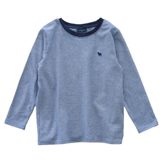 
Soft and skin-friendly children's elastic pure cotton long-sleeved T-shirt classic versatile round neck base shirt striped boy