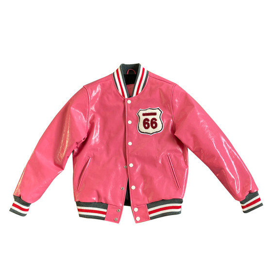 
Spring and Autumn high-end imported waxed calfskin youth motorcycle jacket stiff baseball uniform embroidered genuine leather jacket for men and women