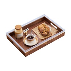 Tray Rectangular Black Walnut Solid Wood Household Solid Wood Dry Tea Tray Cup Storage Tray Meal Tray Snack Tray