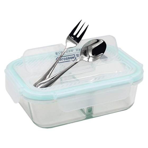 
Jialekou glass lunch box partition fresh storage box microwave oven special bowl with 304 tableware large capacity with lunch box