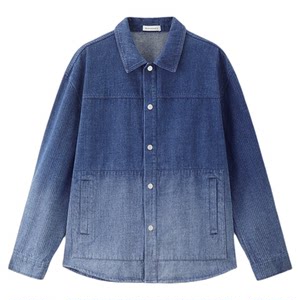 
Giordano Jacket Men's Washed Gradient Striped Lapel Denim Jacket Jacket 18075808