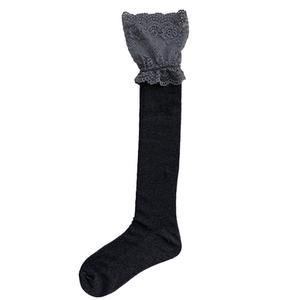 Night teaching room lace socks lace splicing calf socks women's spring and summer white mid-calf socks jk pile socks spring and autumn