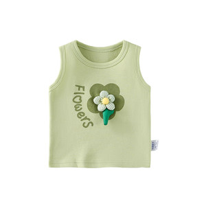 2 pieces of children's vests wear summer thin boys clothes girl suspenderless sleeveless bottoming shirt pure cotton top
