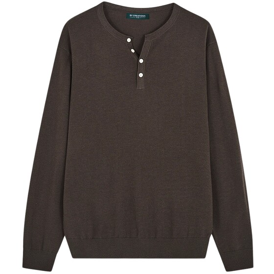 
[Machine washable wool] Perpin 12-needle Henry collar sweater men's 2025 spring new easy-care pullover sweater