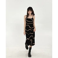 Черная весенняя длинная юбка, весенний трикотажный приталенный корсет, расширенное платье, коллекция 2022