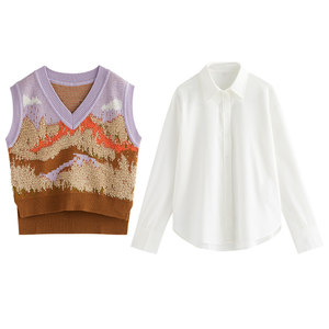 
BELLYWEAR maternity wear spring suit fashionable energetic girl jacquard sweater vest shirt two-piece set