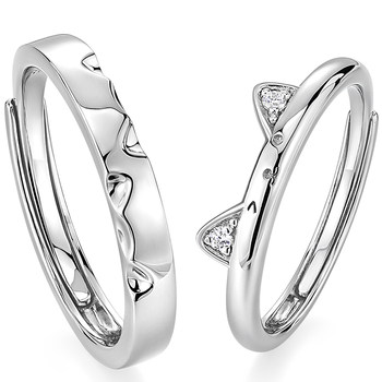 Kader cat diary 925 silver couple ring
