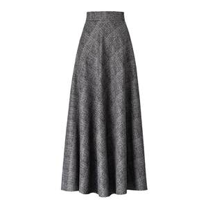 
2025 Autumn and Winter Woolen Gray Plaid Skirt Women's Versatile High Waist A-Line Umbrella Skirt Thickened Slimming Large Size Long Skirt