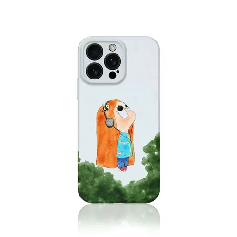 Cute Cartoon Character with Bee Headphones Phone Case for iPhone 17, 16, 15, 14 and 13