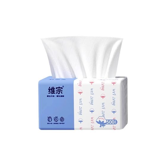 
Type 500 Weizong household large pack of facial tissue for mother and baby, affordable wholesale napkin manufacturer wholesale wettable