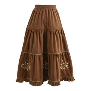 
Mori girl tribal forest style versatile large skirt high waist skirt women's new corduroy layered versatile long skirt winter