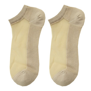 
Socks for women's summer thin crystal silk solid color pull strip versatile cotton socks breathable invisible boat socks glass silk stockings spring