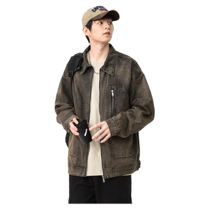 
2026 Spring New American Wasteland Style Old Washed Denim Jacket Men's Trendy Brand Handsome Workwear Casual Jacket