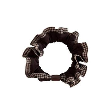 2024 new high elastic retro plaid pattern lace small intestine hair ring autumn and winter temperament ponytail head rope hair rope