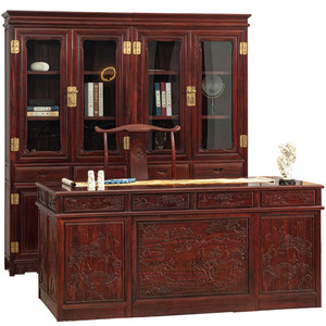 
Red rosewood mahogany desk full solid wood office desk study furniture new Chinese style desk large desk boss desk table