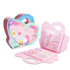 
Meile Childhood Princess Nail Art Bag Set Wearable Nail Girls New Year Toys Nail Stickers Year of the Horse Gift