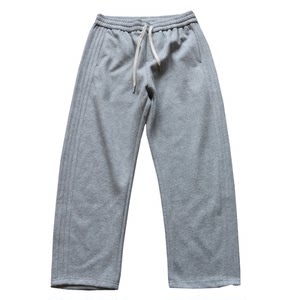 
Autumn American casual handsome heavyweight dark gray knitted sweatpants men's straight loose drawstring versatile sports trousers