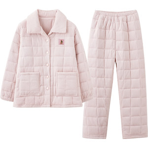 Mark Princess Couple Pajamas Women's Winter Sweet Three-layer Thickened Cotton Men's Coral Velvet Winter Super Thick Cotton Jacket
