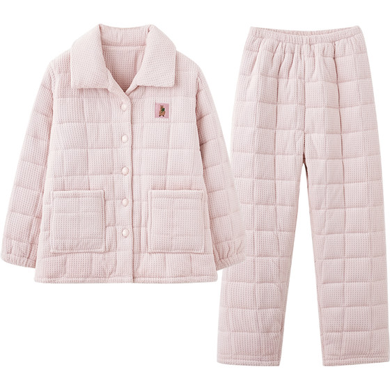 Mark Princess Couple Pajamas Women's Winter Sweet Three-layer Thickened Cotton Men's Coral Velvet Winter Super Thick Cotton Jacket
