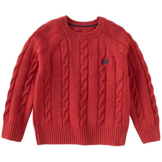 David Bella children's sweater pullover 2026 winter style boys and girls wool sweater New Year's red top