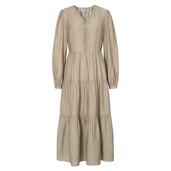 
Evely's high-end casual V-neck design cake dress autumn high-waisted slim tea skirt