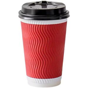 
Corrugated coffee cup, disposable paper cup, water cup, thickened and hardened, household hot drink, large red, anti-scalding and insulated