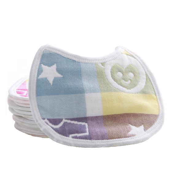 
Baby lace-up small bib pure cotton 6-layer gauze newborn round saliva towel 0-2 years old baby feeding rice bag summer