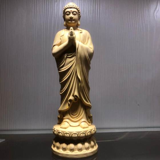 黄杨木雕刻双手合十大日如来佛祖人物佛像摆件家用佛堂供奉工艺品