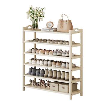 Cream style multi-layer shoe cabinet is sturdy and durable without taking up space