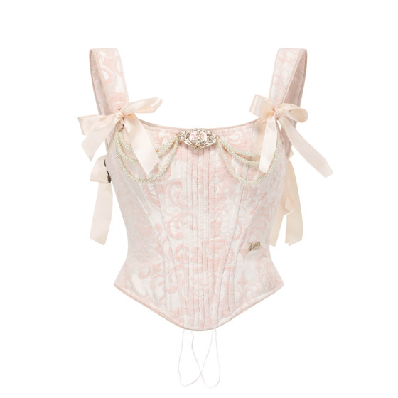 
LaceMade Princess Cynthia French court style jacquard fish bone bracelet ruffled satin skirt