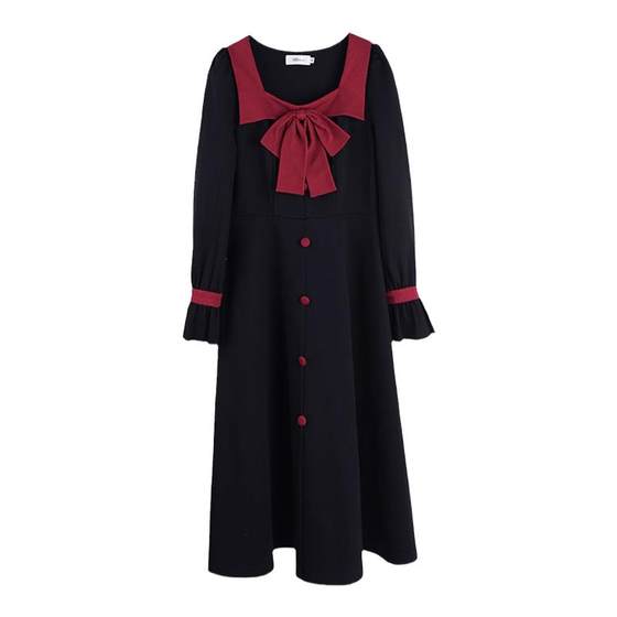 
French dress 2025 spring new style 220*0.5kg fat mm large size retro high waist temperament slim bow long skirt