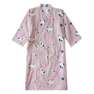 Couples night dressing robe men and women in summer pure cotton gauze kimonos Spring and autumn home clothing bathrobe pajamas
