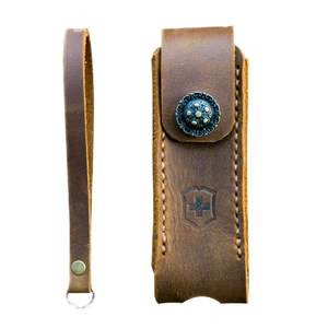 Folding knife cover scabbard Swiss military knife leather case folding knife bag protective sleeve cowhide handmade retro custom hunter
