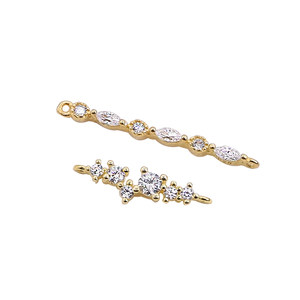 
One-word crossbar double ring micro-paved zircon small pendant S925 sterling silver gold-plated handmade necklace hand and anklet with pendant