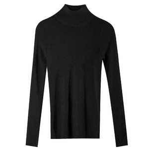 Black Silk Wool Bottom Broken Shirt Women's top Spring and Autumn Sleeping Long Sleeve Sleepler Capsule Sweaters Tights