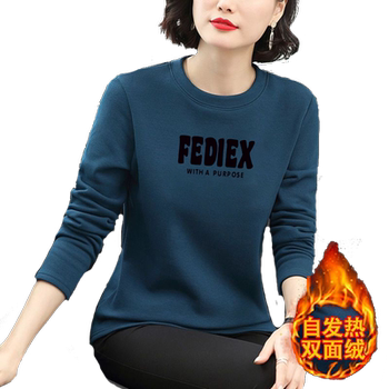 DeRong top thickened half turtleneck loose printed T-shirt