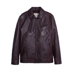 
MCS men's clothing originated from Marlboro autumn new fashionable versatile motorcycle style lapel cowhide leather jacket for men