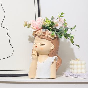 
Light luxury cartoon fairy resin flower pot flower arrangement flower pot potted micro-succulent multi-office landscape home decoration gardening