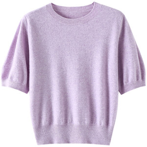 
A style that will not make mistakes when you close your eyes~ Easy to match! Round neck cashmere short-sleeved women's pure cashmere sweater base shirt autumn and winter