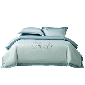 
Mercury Home Textile Antibacterial Four-Piece Set 60 Long-Long-Low Cotton Tribute Satin Light Luxury Kit Nude Sleep Antibacterial Embroidery Quilt Cover Bed Sheet