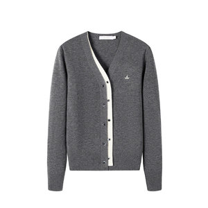 Navigare Italian sailing women's sweater, autumn and winter loose V-neck cardigan fake two-piece warm wool shirt